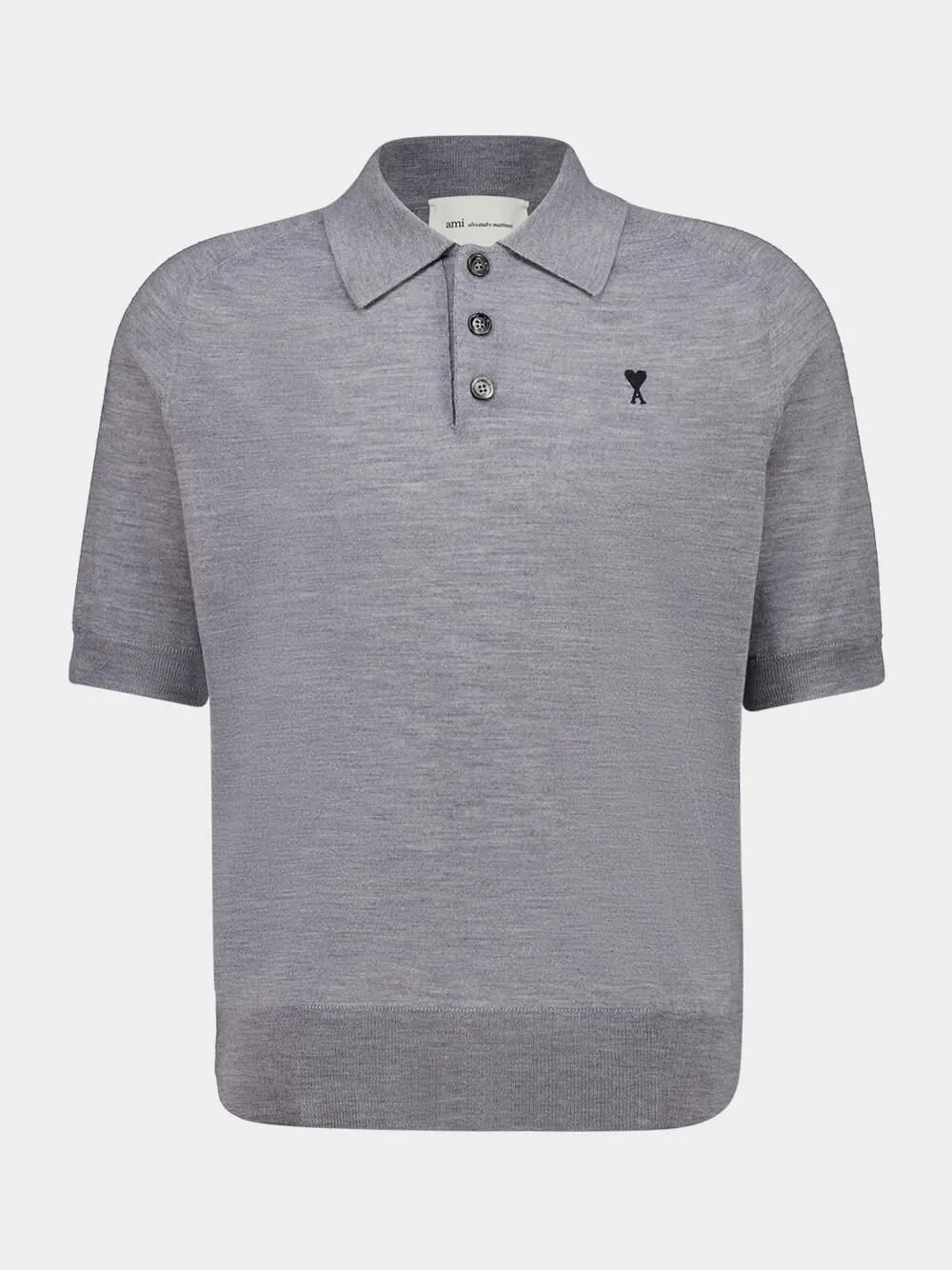 Grey Wool Short Sleeves Ami De Coeur Polo sold by Fashion Clinic product image thumbnail 2