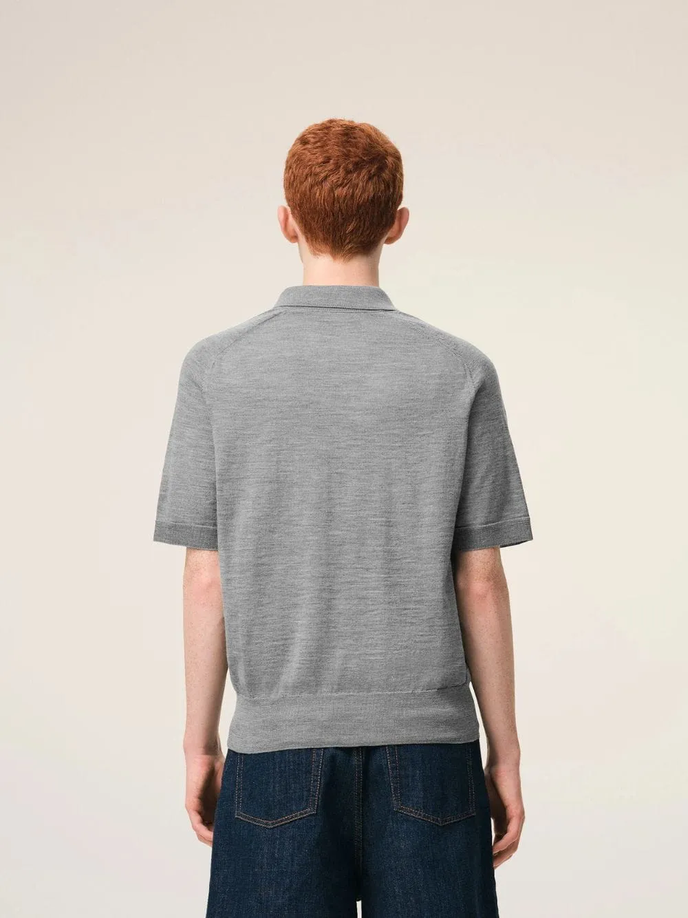 Grey Wool Short Sleeves Ami De Coeur Polo sold by Fashion Clinic product image thumbnail 5