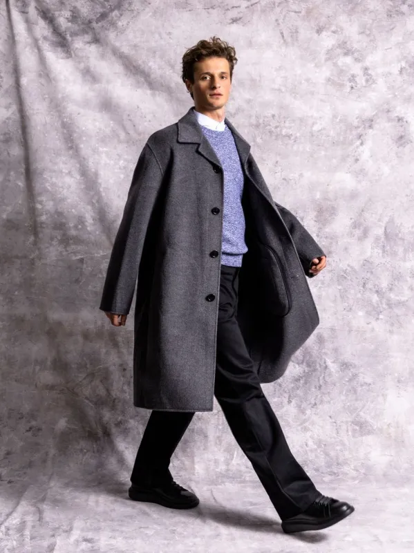 Gris Chine Grey Wool Belted Coat made by Ami