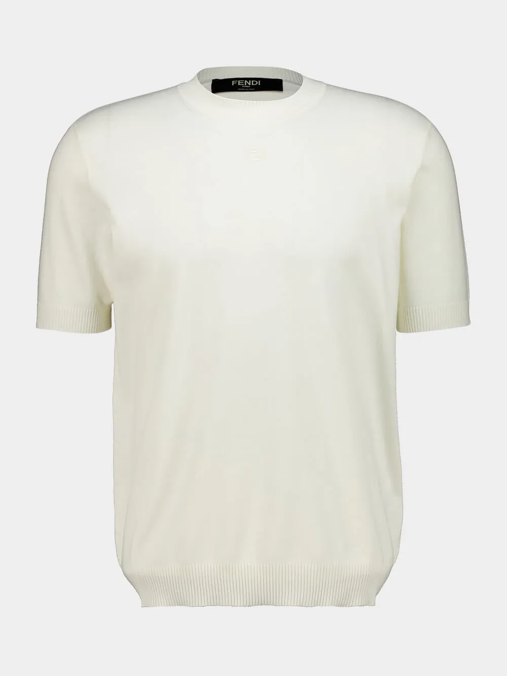 White Cotton and Cashmere Short-Sleeve Jumper sold by Fashion Clinic