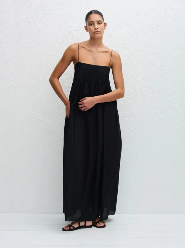 Black Empire Pintuck Bodice Dress made by Matteau