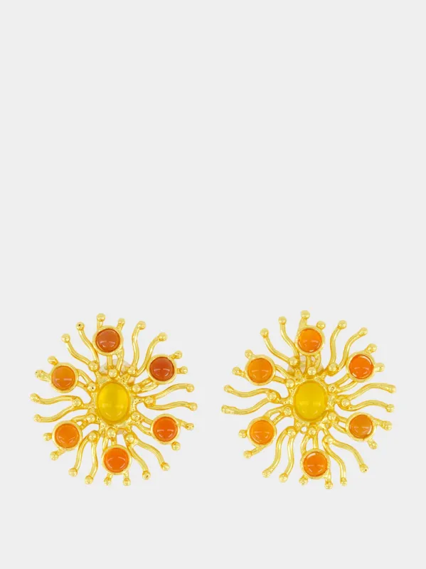 Sunshine Earrings with Carnelian Stones made by Fashion Clinic