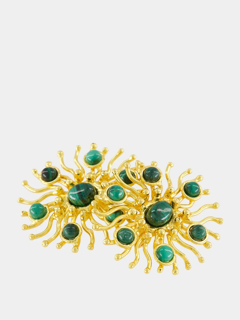 Sunshine Malachite Clip Earrings sold by Fashion Clinic product image thumbnail 3