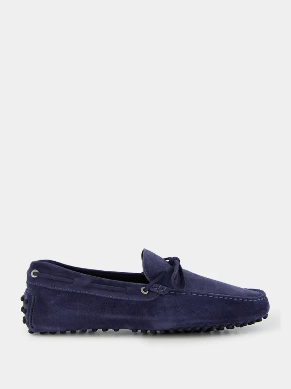 Steel Blue Suede Driving Shoes made by Aurelien
