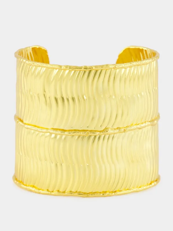 Bamboo Gold Textured Cuff Bracelet made by Fashion Clinic