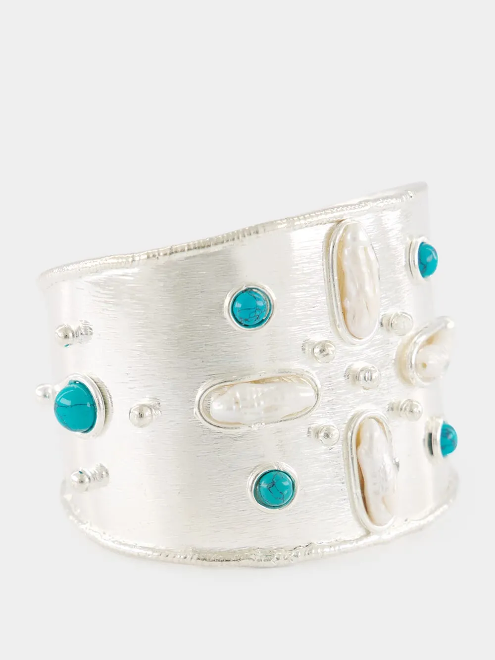 Silver Mojave Cuff with Turquoise sold by Fashion Clinic product image thumbnail 3