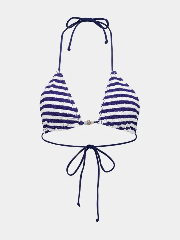 Navy and White Beaded Ingrid Triangle made by Bond-Eye