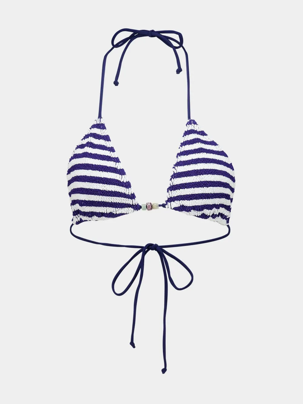 Navy and White Beaded Ingrid Triangle sold by Fashion Clinic