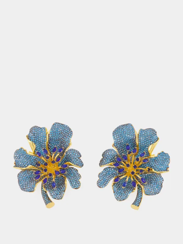 Light Blue and Navy Iris Maggiore Earrings made by Fashion Clinic