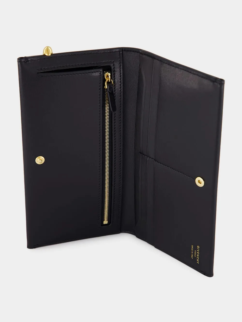 Black Leather Pinch Long Wallet sold by Fashion Clinic product image thumbnail 3