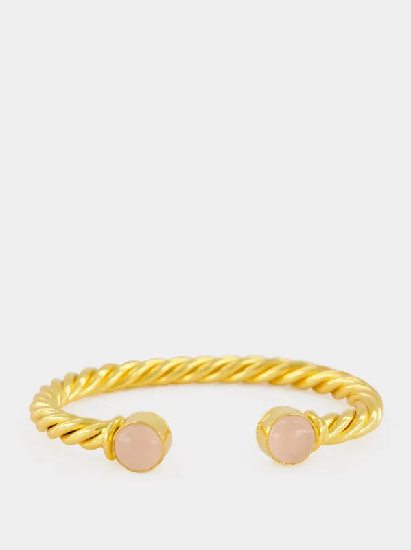 Eros Pink Quartz Open Bracelet made by Fashion Clinic