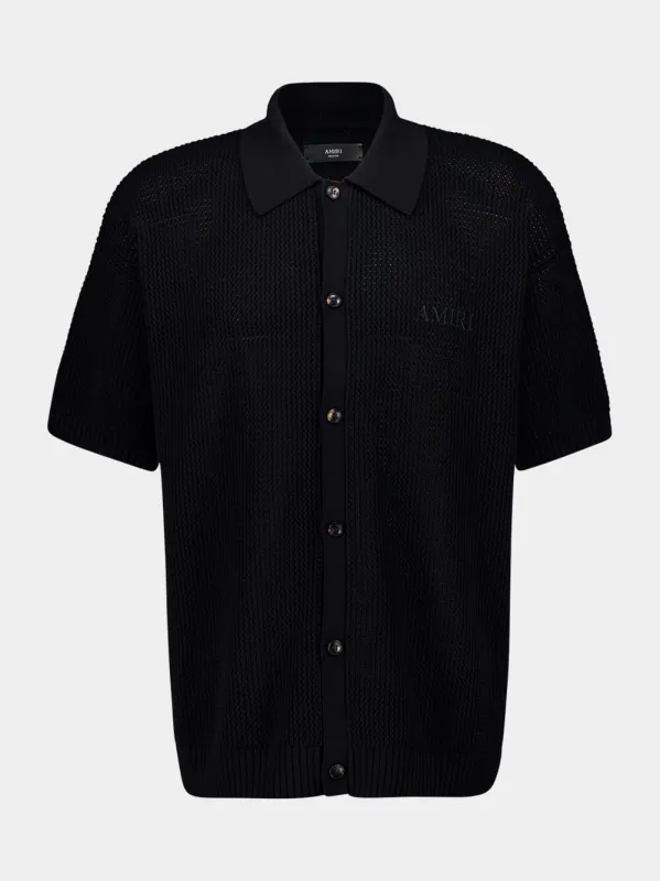 Black Crochet Mesh Shirt made by AMIRI