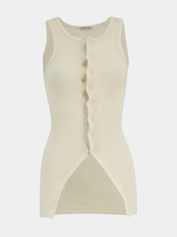 Ivory Organic Rib Tank Top made by Auralee