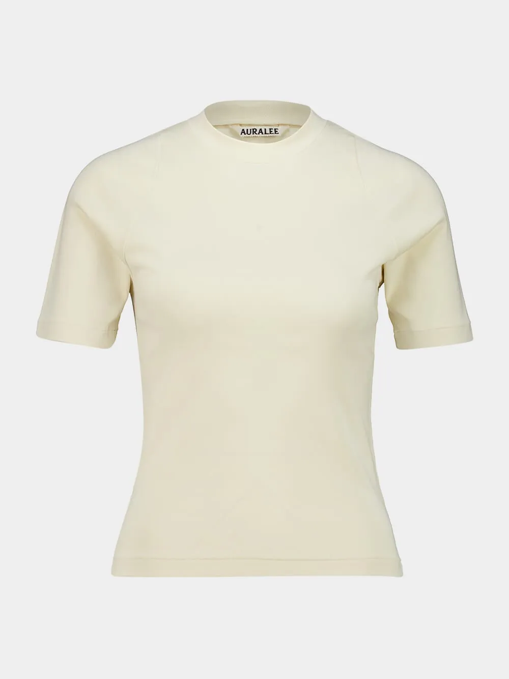 Ivory Organic Cotton Fine Rib T-Shirt sold by Fashion Clinic