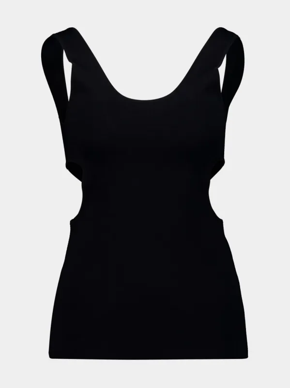 Black Double Faced Silk Cotton Tank made by Auralee