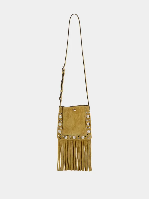 Havana Beige Nellcôte Suede Shoulder Bag made by Valentino Garavani
