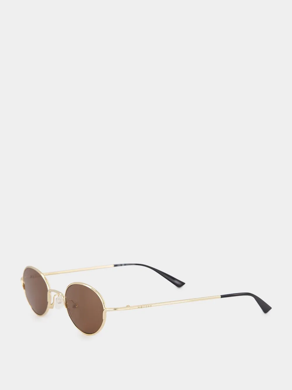 Gold and Brown Round Metal Sunglasses sold by Fashion Clinic product image thumbnail 3