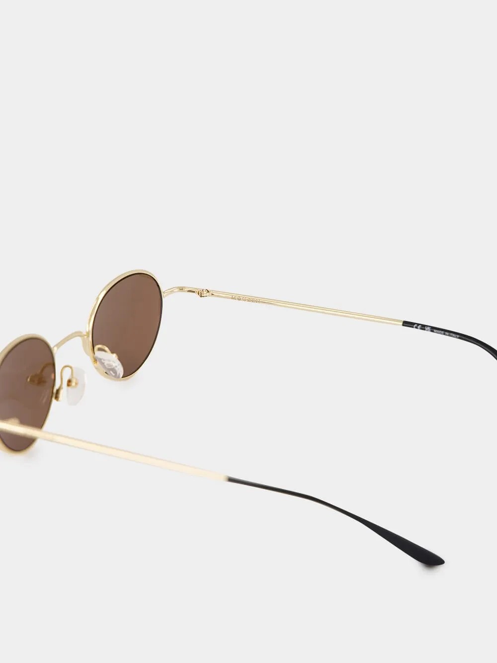 Gold and Brown Round Metal Sunglasses sold by Fashion Clinic product image thumbnail 4