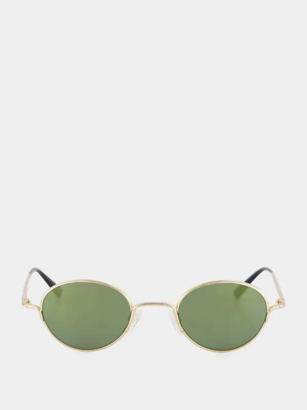 Gold and Green Round Metal Sunglasses made by Alexander McQueen