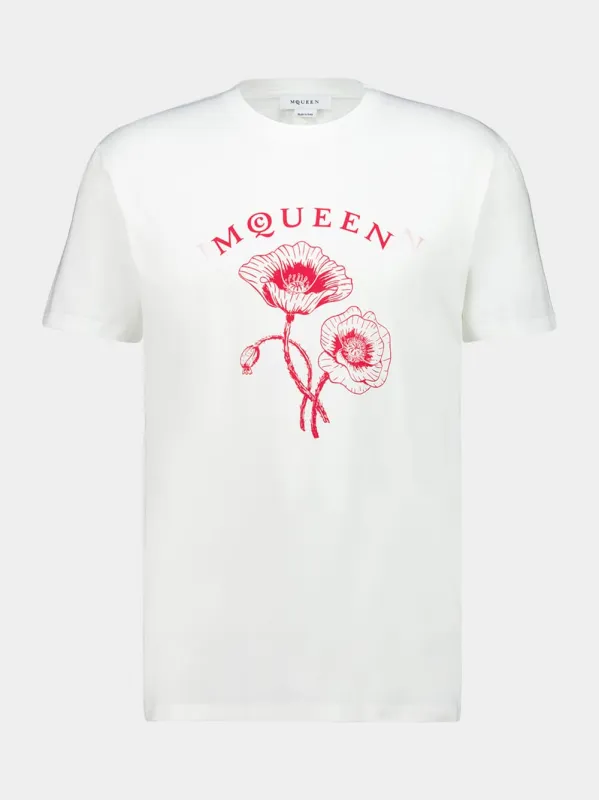 White and Red McQueen Poppy T-Shirt made by Alexander McQueen