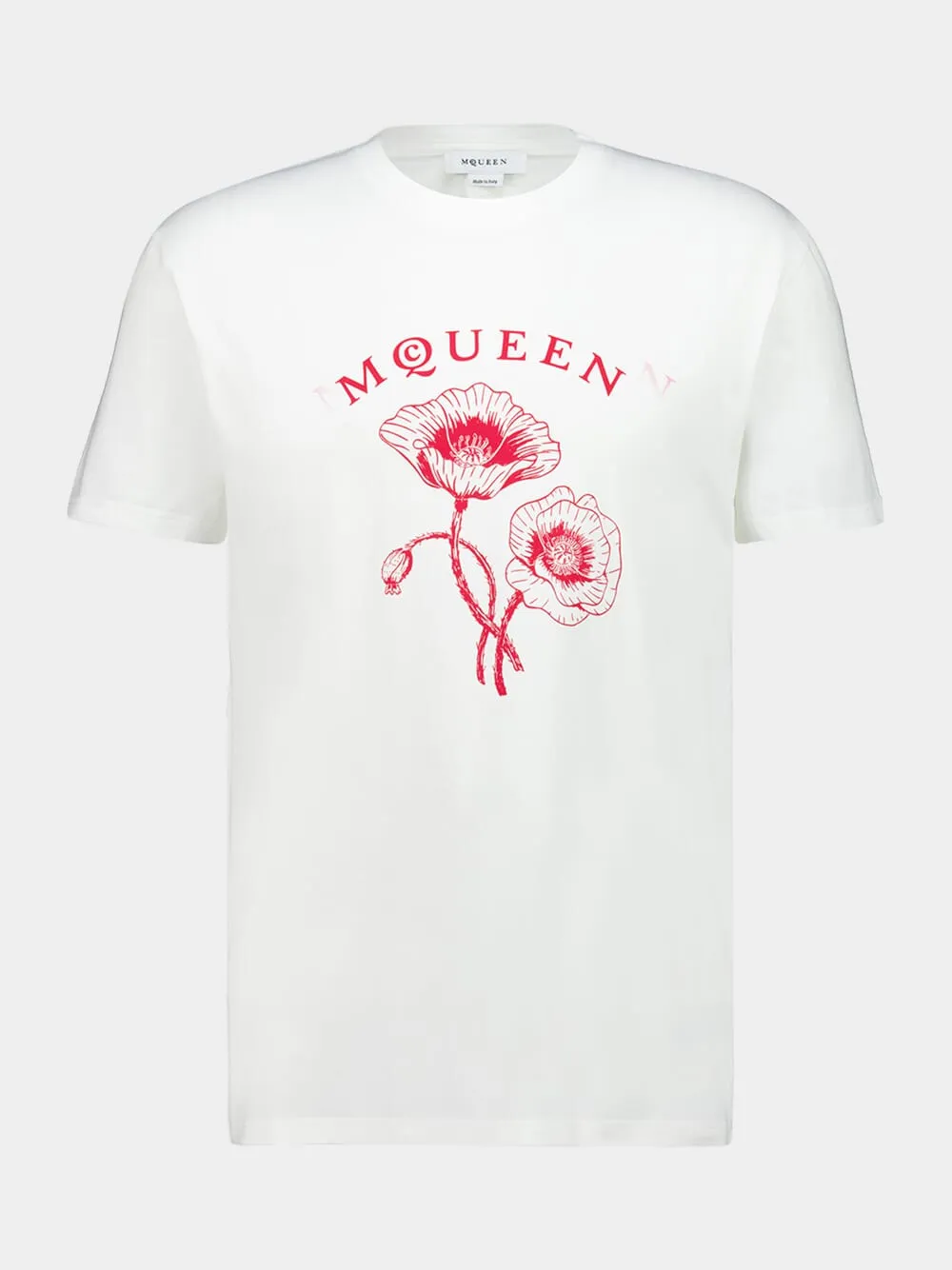 White and Red McQueen Poppy T-Shirt sold by Fashion Clinic