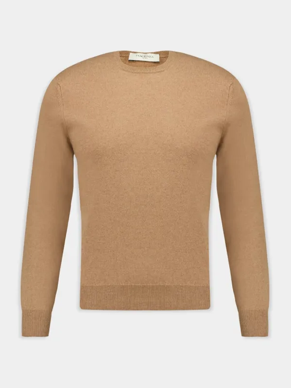 Light Brown Crewneck Cashmere Sweater made by Fashion Clinic
