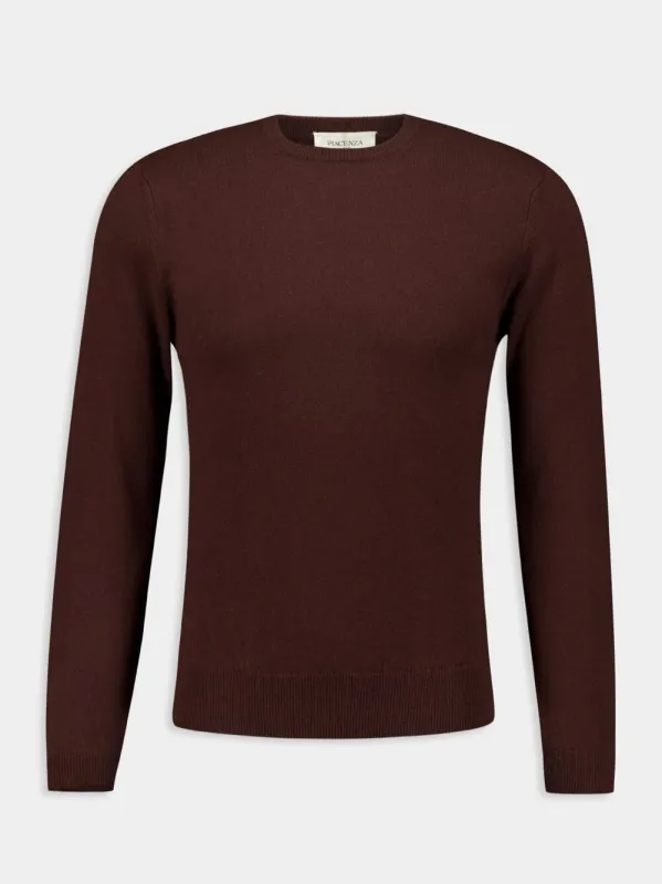 Brown Cashmere Crewneck Sweater made by Fashion Clinic