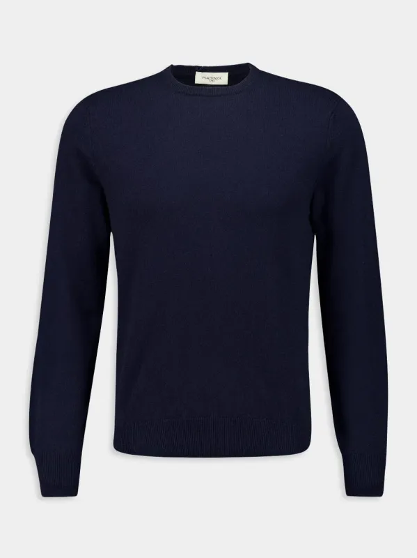 Blue Cashmere Crewneck Sweater made by Fashion Clinic