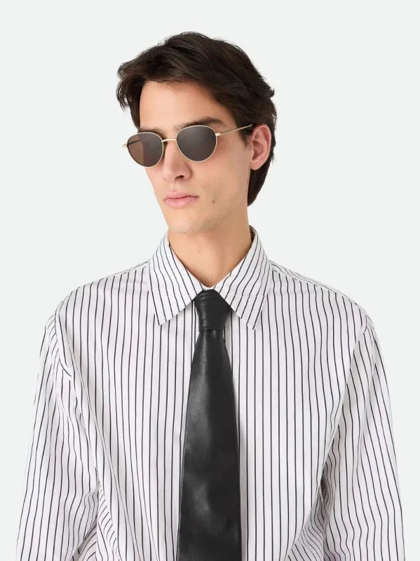 Bronze Brown Intrecciato Panthos Sunglasses made by Bottega Veneta
