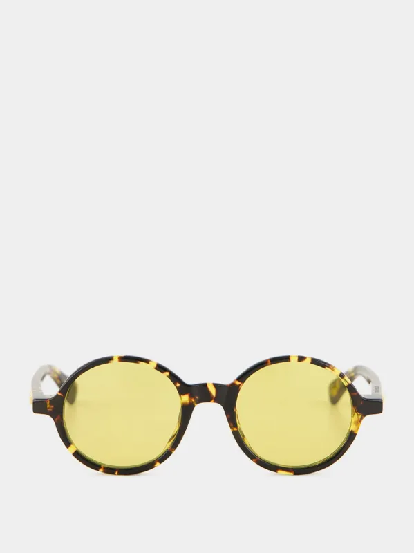 Havana Yellow Classic Round Sunglasses made by Bottega Veneta