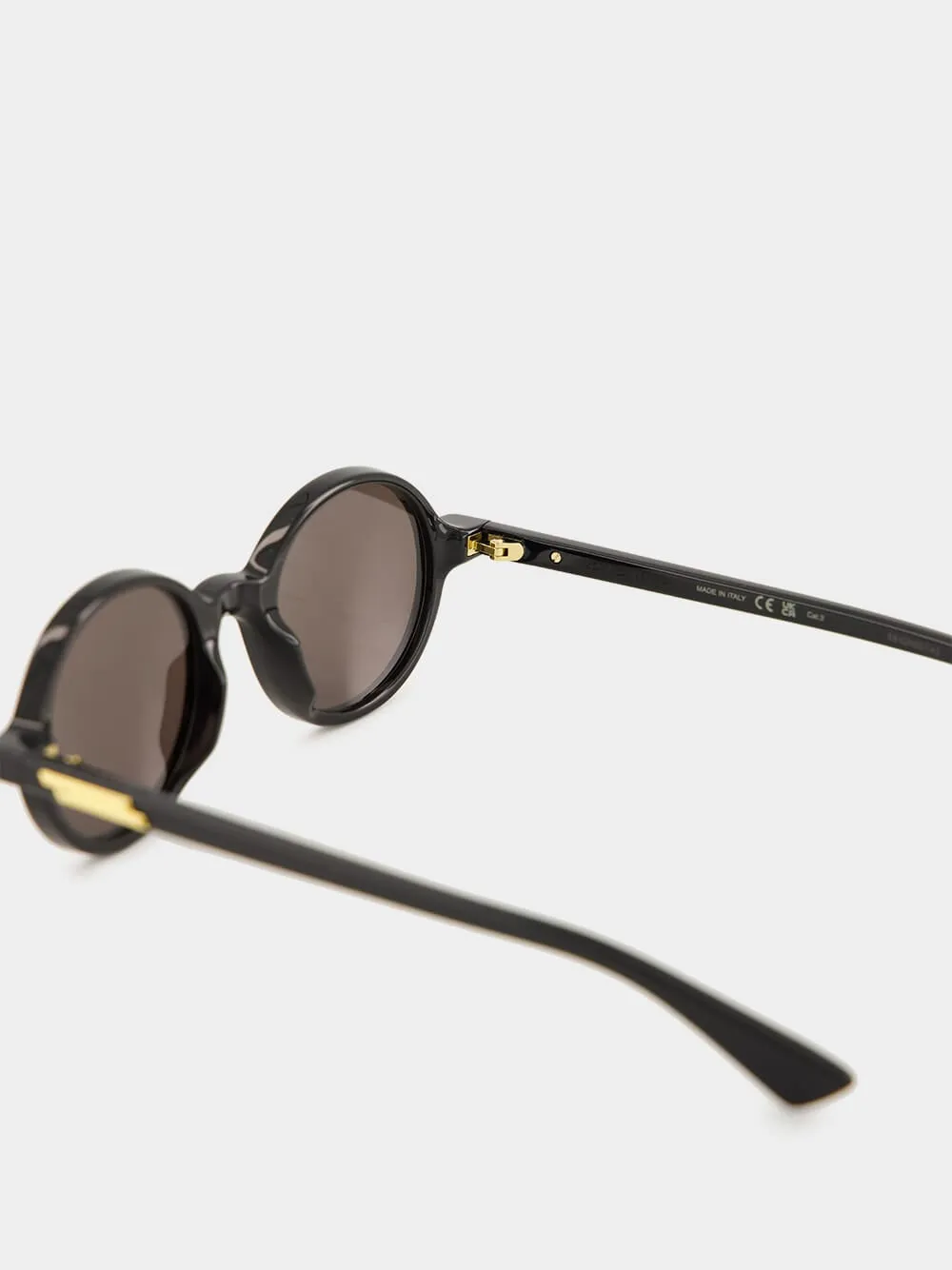 Black Grey Classic Round Sunglasses sold by Fashion Clinic product image thumbnail 5