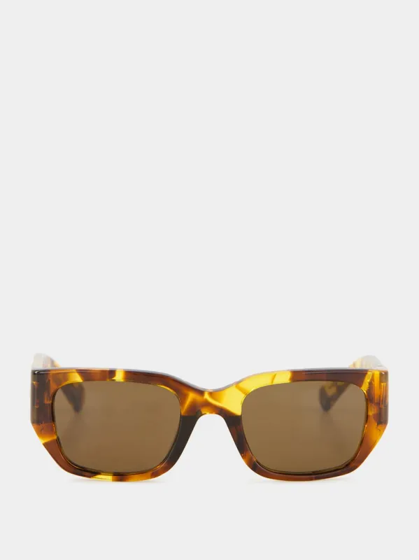 Havana Brown Intrecciato Square Sunglasses made by Bottega Veneta