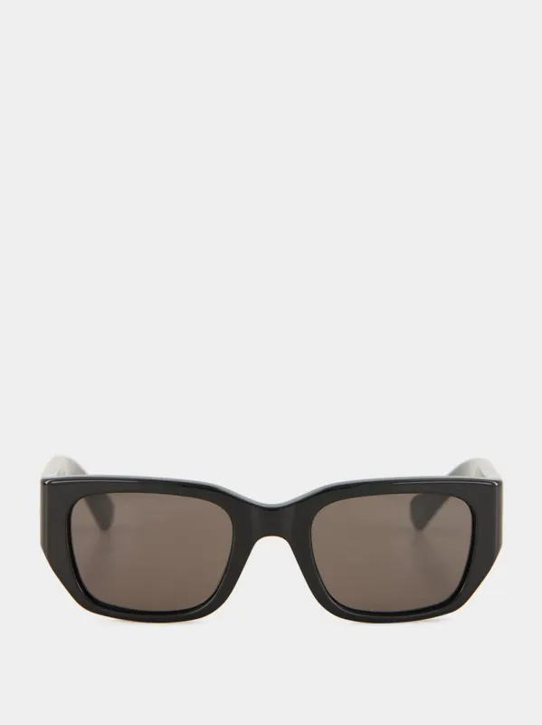 Black Grey Intrecciato Square Sunglasses made by Bottega Veneta
