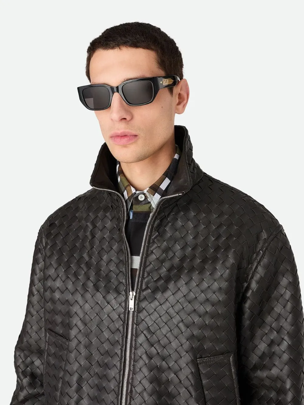 Black Grey Intrecciato Square Sunglasses sold by Fashion Clinic product image thumbnail 2