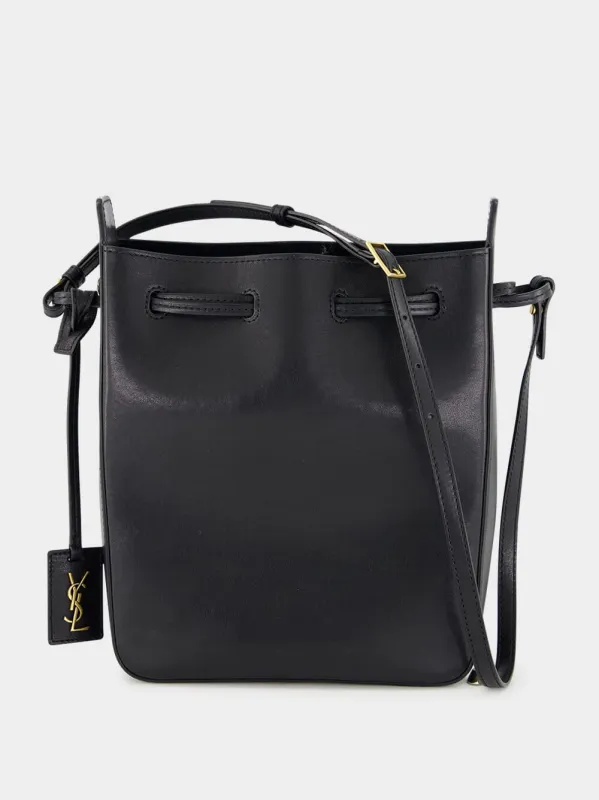 Black Leather Bucket Bag with Cassandre Charm made by Yves Saint Laurent