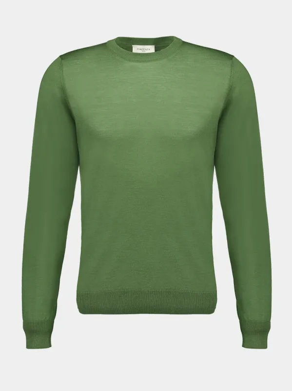 Green Crewneck Cashmere Sweater made by Fashion Clinic