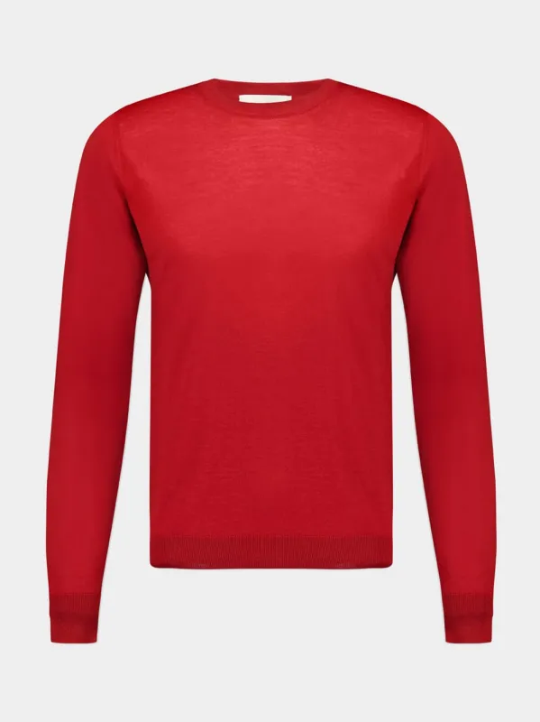 Red Crewneck Cashmere Sweater made by Fashion Clinic