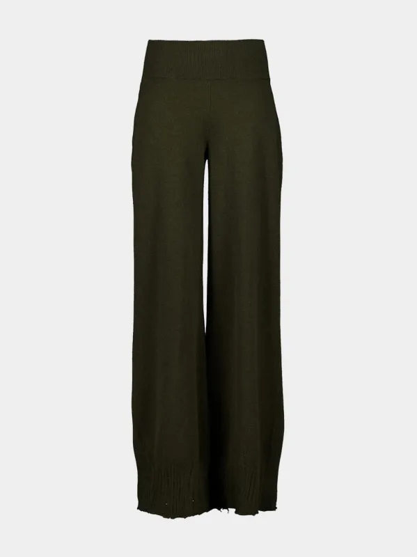 Olive Green Casual Fit Wool Blend Trousers made by Stella McCartney