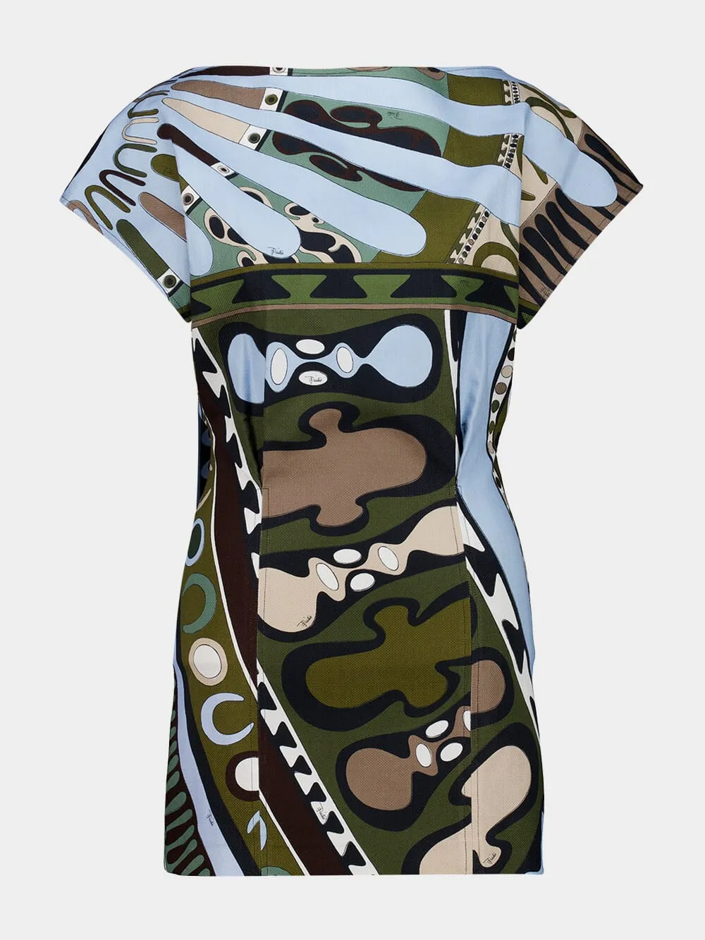 Khaki and Green Soleil Print Panama Mini Dress sold by Fashion Clinic product image thumbnail 2
