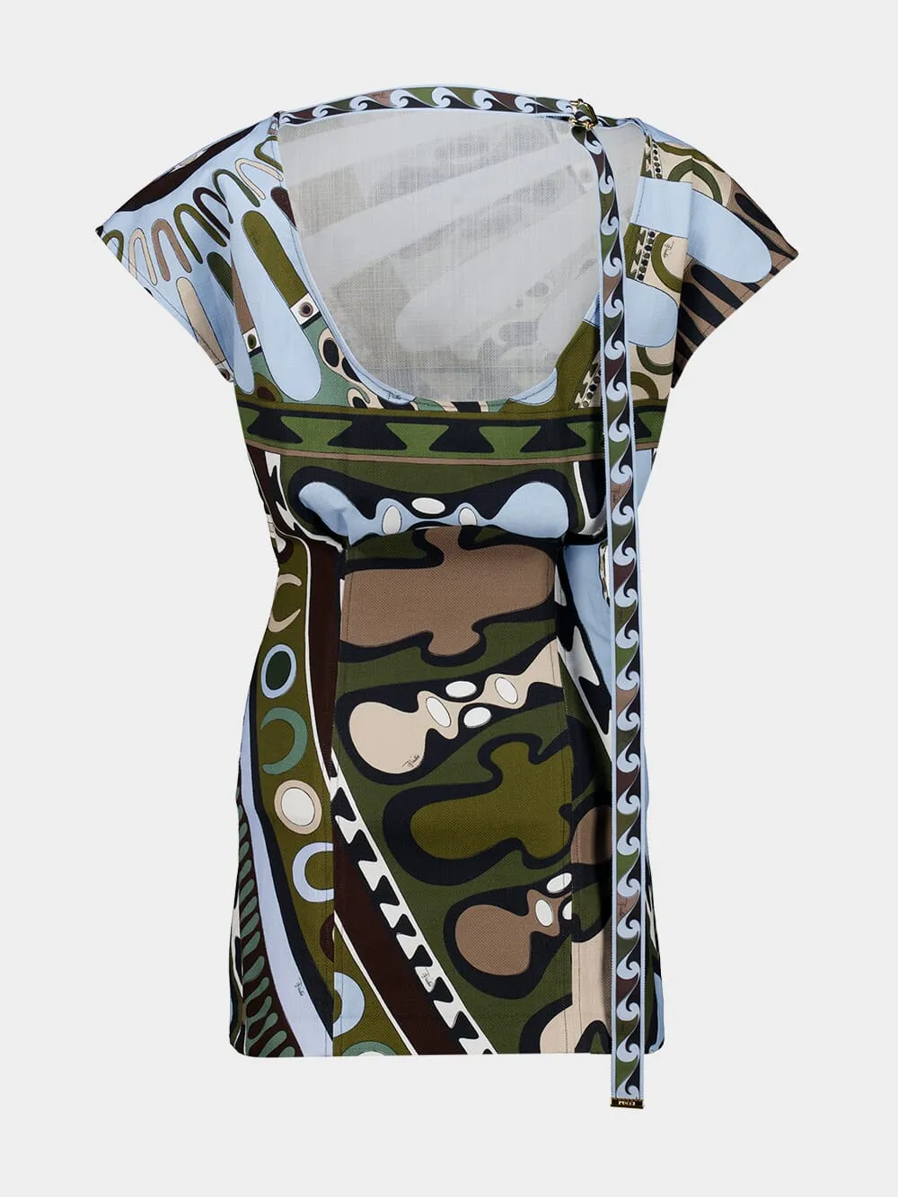 Khaki and Green Soleil Print Panama Mini Dress sold by Fashion Clinic product image thumbnail 4
