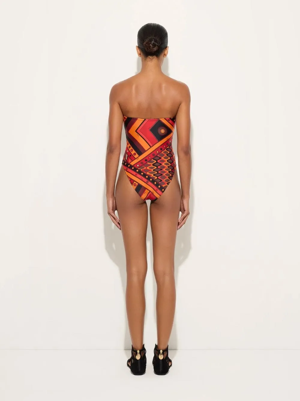 Black and Orange Vivara Print Bandeau Swimsuit sold by Fashion Clinic product image thumbnail 4