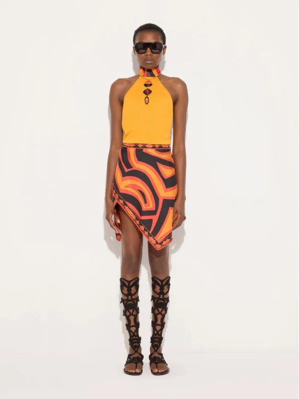 Orange Silk Detail Halterneck Top made by Emilio Pucci