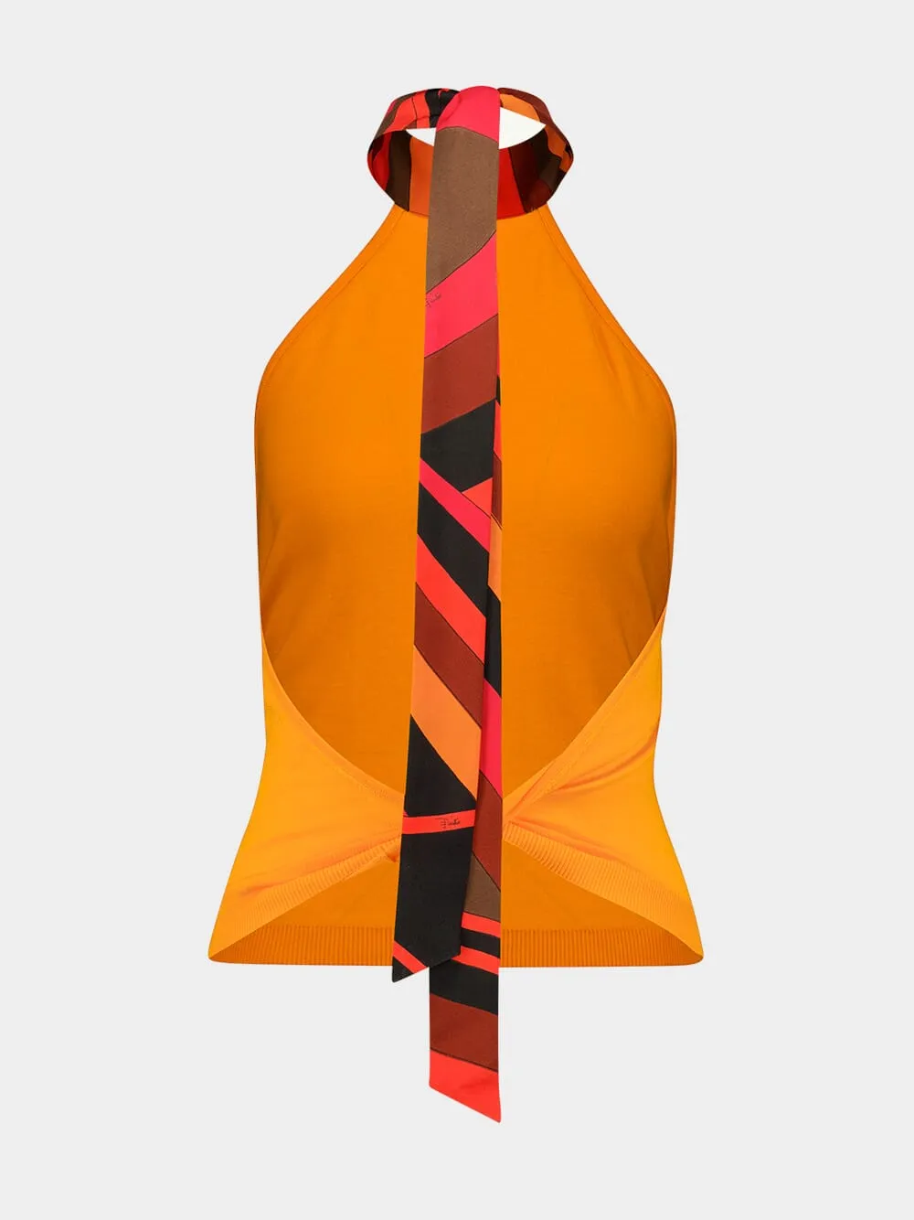 Orange Silk Detail Halterneck Top sold by Fashion Clinic product image thumbnail 4