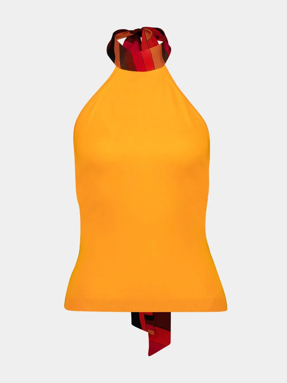 Orange Silk Detail Halterneck Top sold by Fashion Clinic product image thumbnail 2