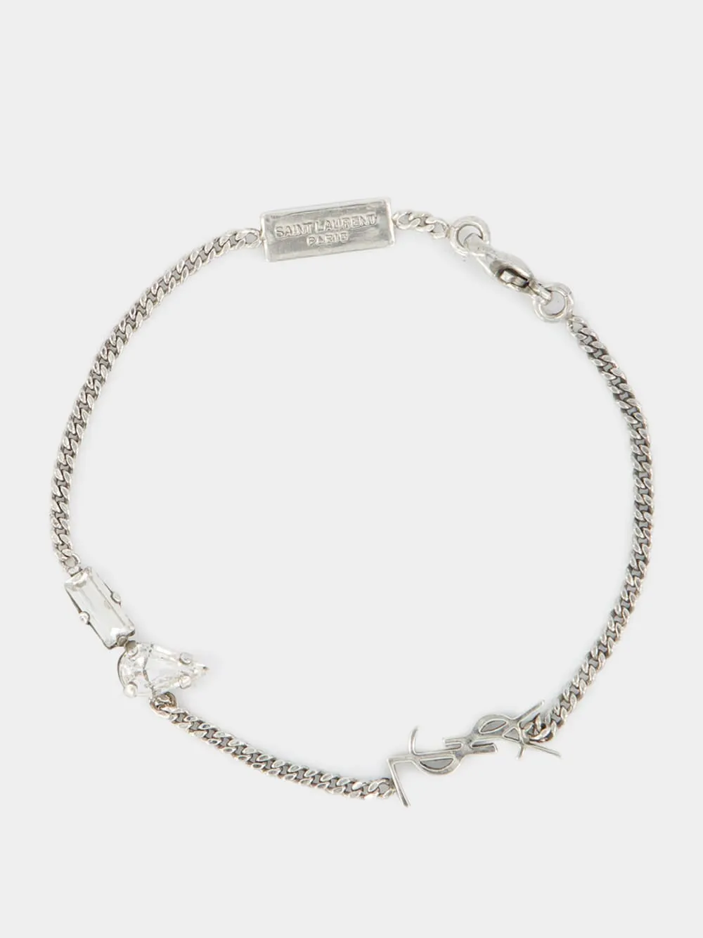 Oxidized Silver Cassandre Charm Bracelet with Rhinestones sold by Fashion Clinic