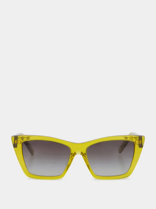 Transparent Acid Green Mica Cat-Eye Sunglasses made by Yves Saint Laurent