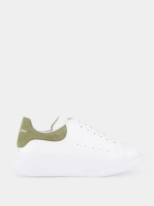 White and Olive Green Oversized Sneakers made by Alexander McQueen