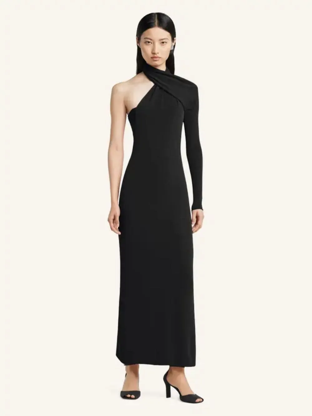 Black Wrapped Jersey Dress sold by Fashion Clinic