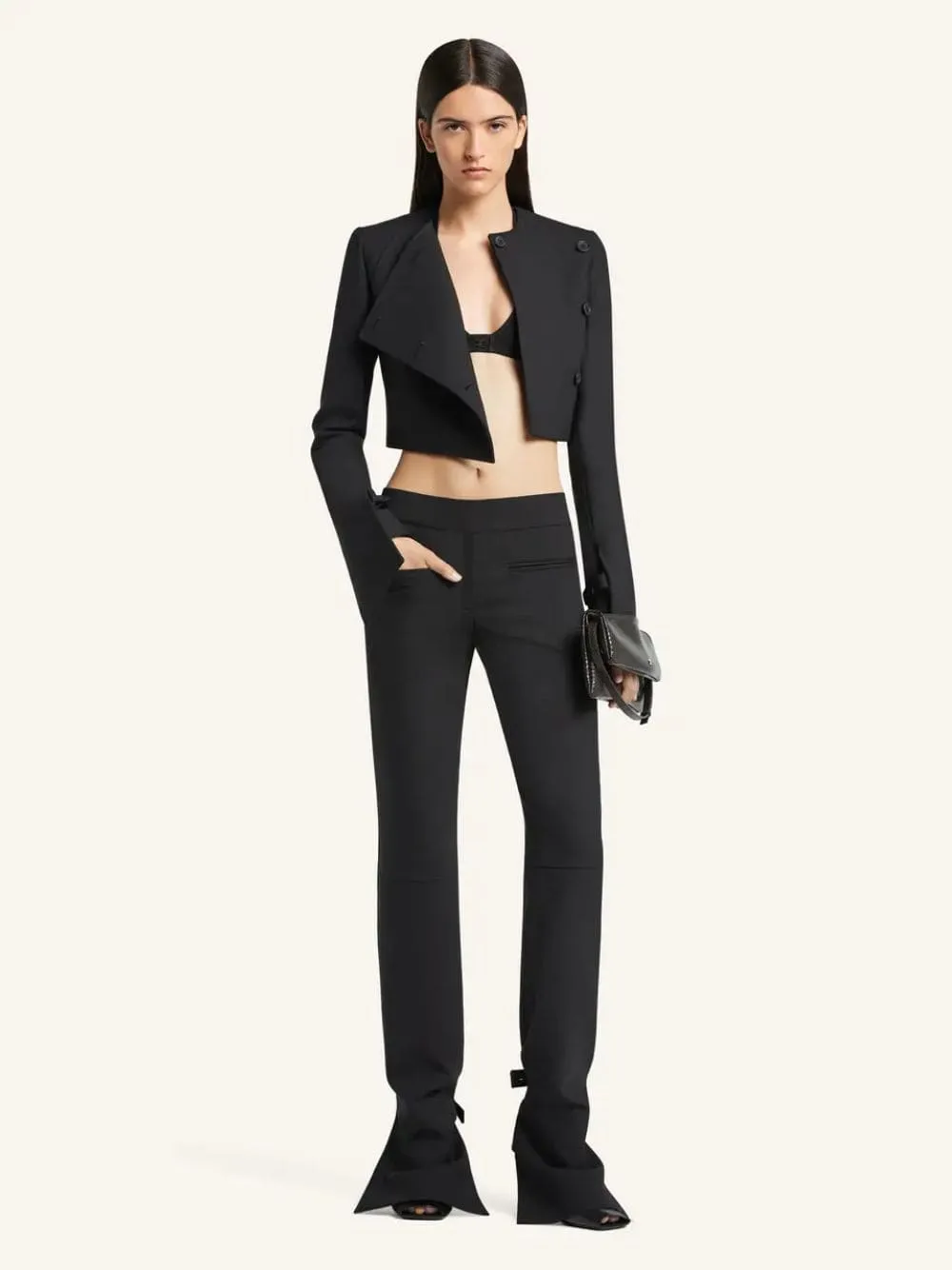 Black Polywool Bootcut Trousers sold by Fashion Clinic product image thumbnail 2