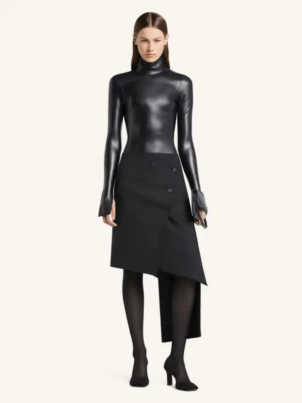 Black Oblique Polywool Skirt sold by Fashion Clinic product image thumbnail 2